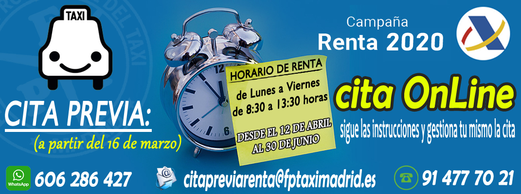 Agenda de Cita Previa para la confección de la RENTA 2020